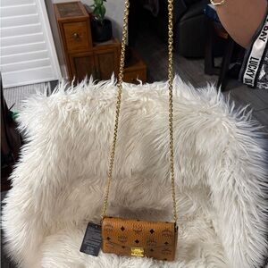 MCM Cognac Visetos Crossbody Bag